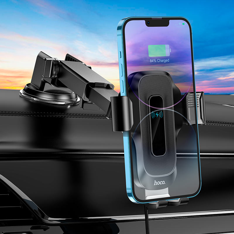 HOCO HW3 Wise Wireless Car Charger – Dashboard Mount (15W Fast Charging)