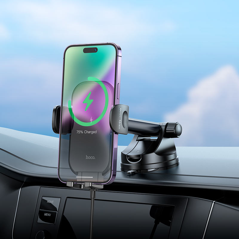 HOCO HW5 Journey Wireless Car Charger – 15W Dashboard Mount