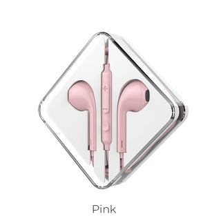 M55 Memory sound wire control earphones with mic - pink - Saif Al Najmi Kw