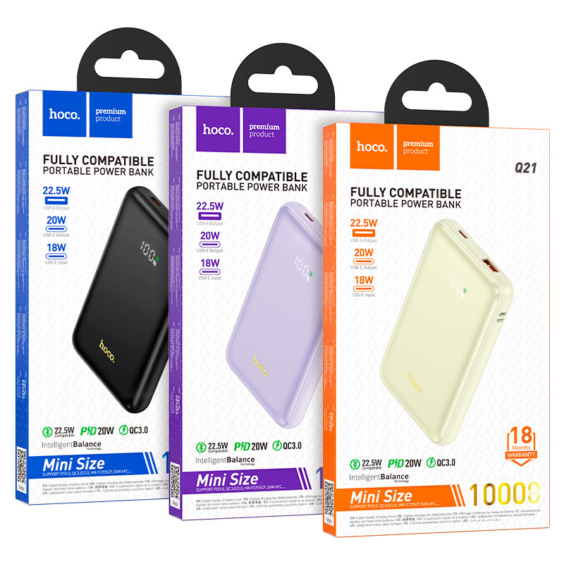 Hoco Q21 Great 22.5W 10000mAh Power Bank - Fast Charging & Portable - Saif Al Najmi Kw