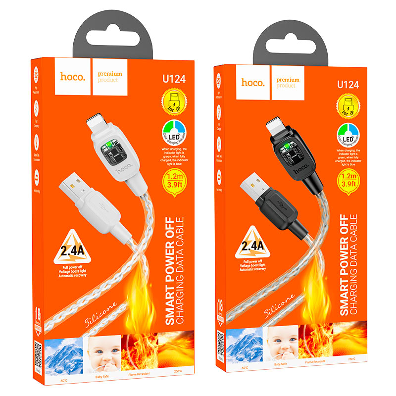 Hoco U124 Stone silicone intelligent power-off charging data cable iP - Saif Al Najmi Kw