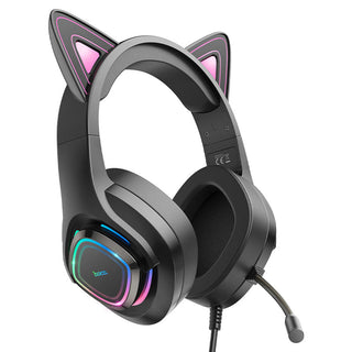 Hoco W107 Cute cat luminous cat ear gaming headphones - phantom cat - Saif Al Najmi Kw