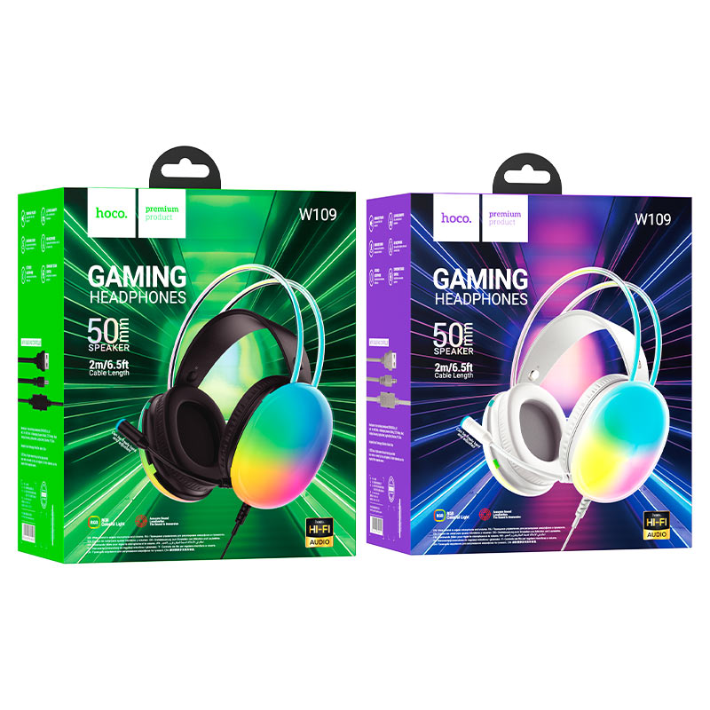 W109 Rich gaming headphones - White - Saif Al Najmi Kw