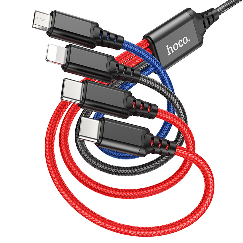 Hoco X76 4-in-1 Super charging cable(Type-C+Type-C+iP+Micro) - Saif Al Najmi Kw