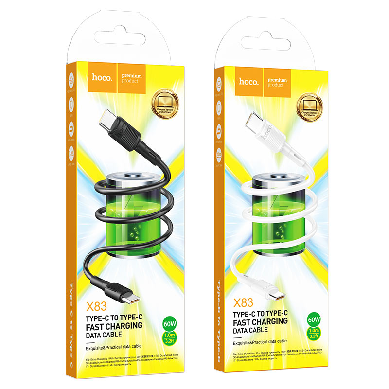 Hoco X83 Type-C to Type-C Victory 60W charging data cable (L=1m) - Saif Al Najmi Kw