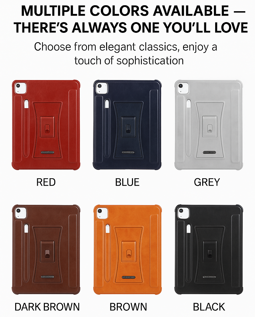 APPLE Premium Leather iPad Case with Kickstand & Apple Pencil Holder – Multiple Colors