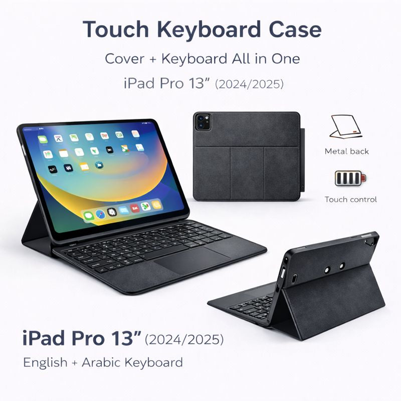 Touch Keyboard Case for iPad Pro 13″ (2024/2025) – English & Arabic