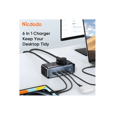 Mcdodo CH-459 70W 6-in-1 GaN Power Strip with Lightning Protection - Black - Saif Al Najmi Kw