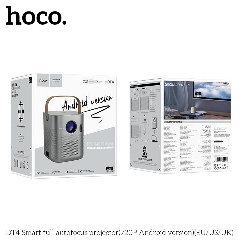 Hoco DT4 Smart Autofocus Projector – Android 720P Portable Home Cinema