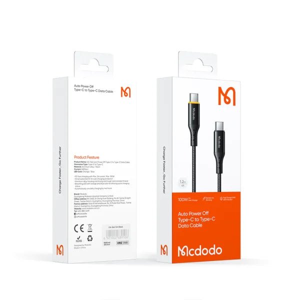 Mcdodo CA - 3460 Nest Series 100W Type - C to Type - C PD Cable with Auto Power - Off - 1.2m - Saif Al Najmi KwData CablesMcdodoSaif Al Najmi KwCA-3460131953Mcdodo CA - 3460 Nest Series 100W Type - C to Type - C PD Cable with Auto Power - Off - 1.2m - Saif Al Najmi Kw