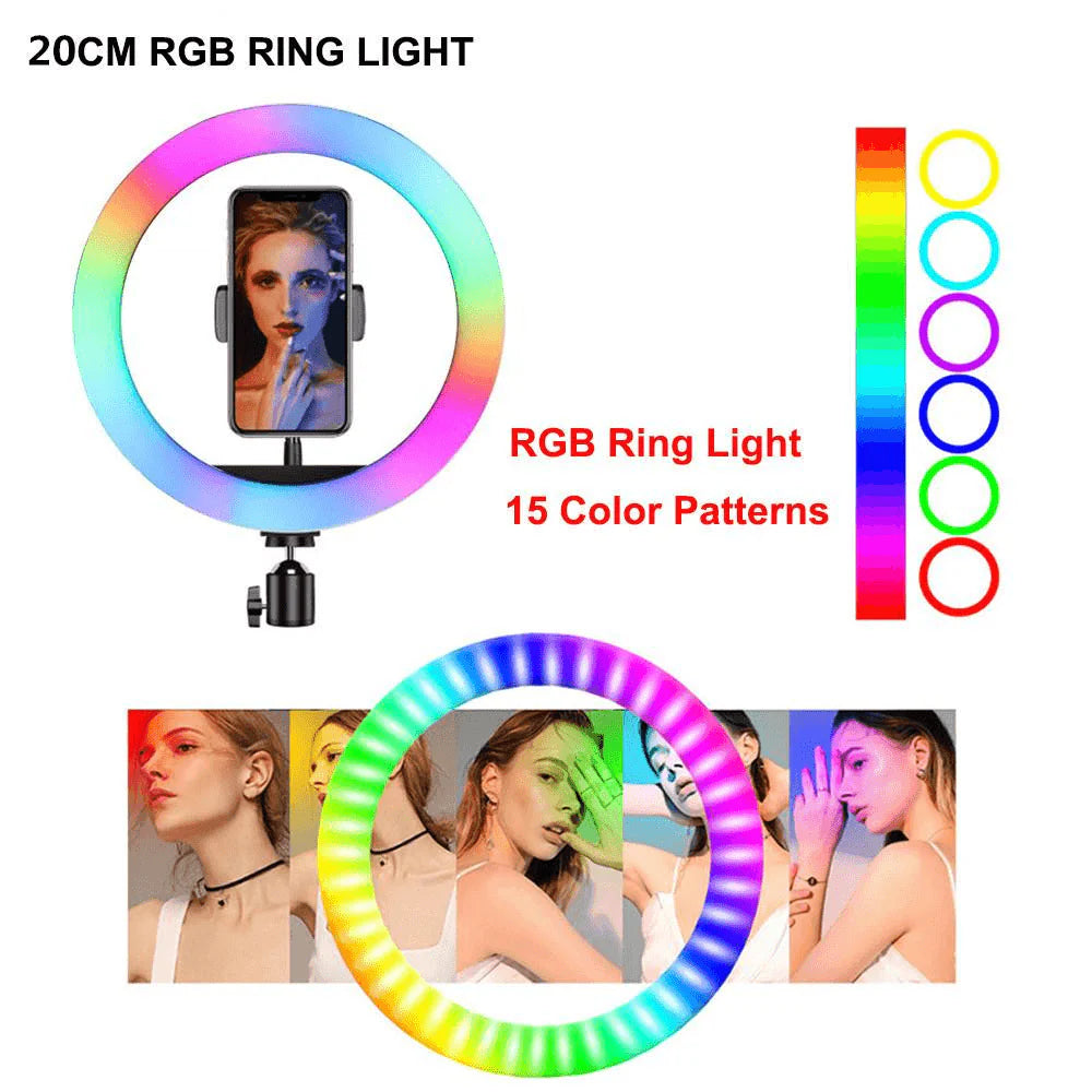 MJ-30 RGB LED Soft Ring Light with Stand - Selfie Light for Photography, Makeup & Live Streaming - Saif Al Najmi Kw