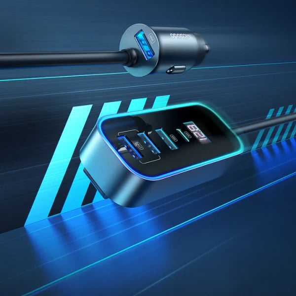Mcdodo CC-1900 107W 4-Port USB + Type C Car Charger with Digital Display - Saif Al Najmi Kw