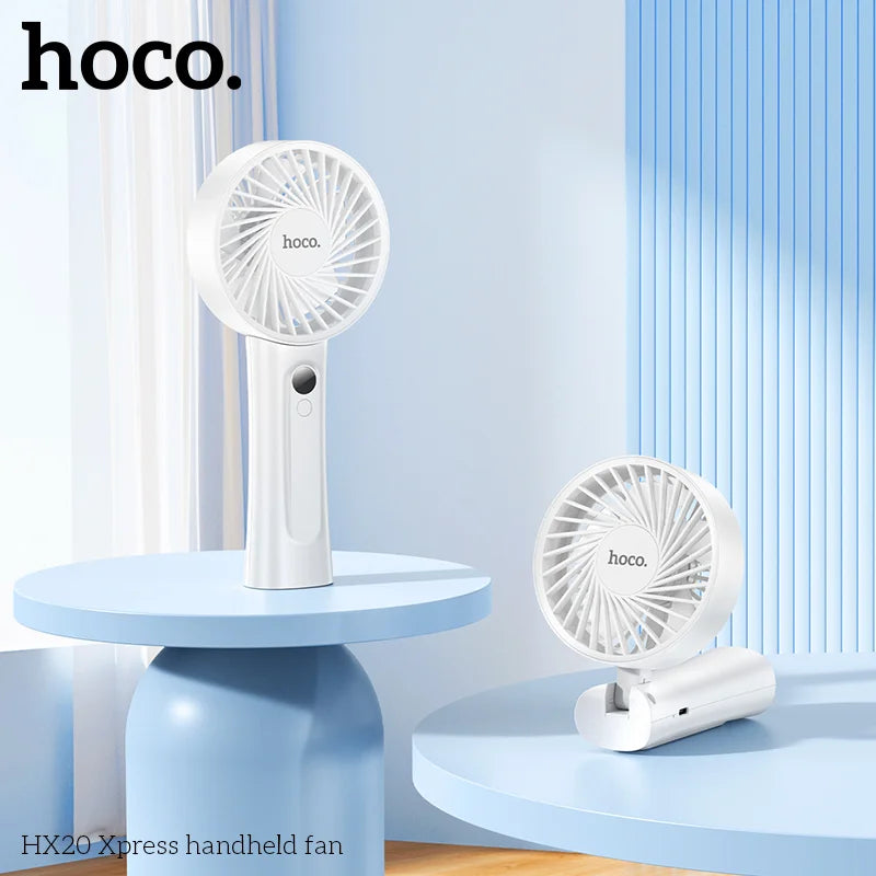 Hoco HX20 Mini Rechargeable Fan – 3-Speed Cool Wind | 1200mAh