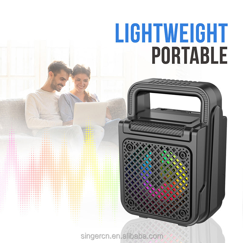 ZQS1372 LED Outdoor Wireless Portable Speaker – Colorful Light, Bass Woofer, FM Radio, TWS Stereo
