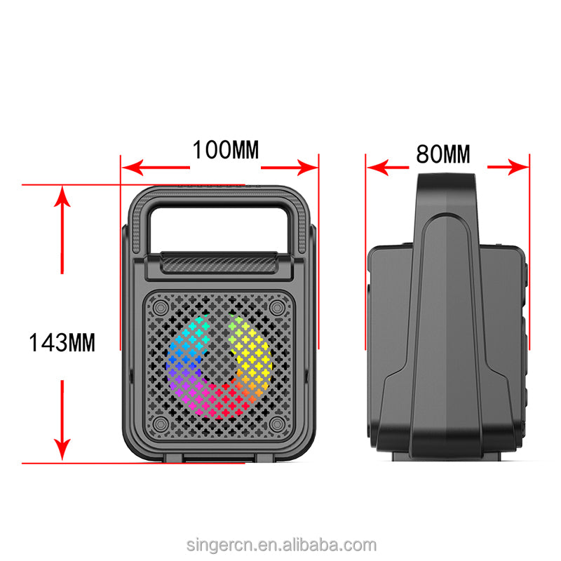 ZQS1372 LED Outdoor Wireless Portable Speaker – Colorful Light, Bass Woofer, FM Radio, TWS Stereo