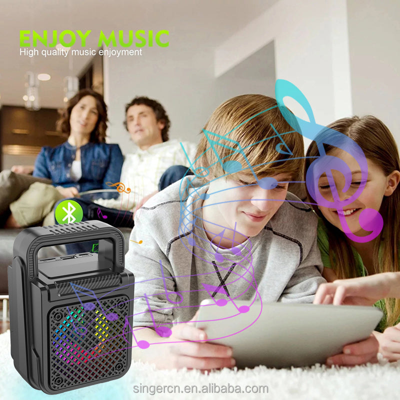 ZQS1372 LED Outdoor Wireless Portable Speaker – Colorful Light, Bass Woofer, FM Radio, TWS Stereo