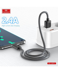 Earldom USB Data Cable EC-187C - 2.4A Fast Charging & Sync (USB to USB-C) - Saif Al Najmi Kw