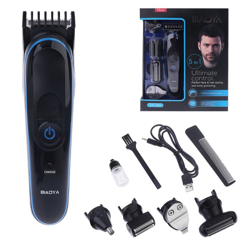 BIAOYA BAY-690 5-in-1 Electric Shaver and Beard Trimmer – Turbo 3D Razor