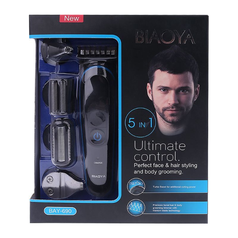 BIAOYA BAY-690 5-in-1 Electric Shaver and Beard Trimmer – Turbo 3D Razor