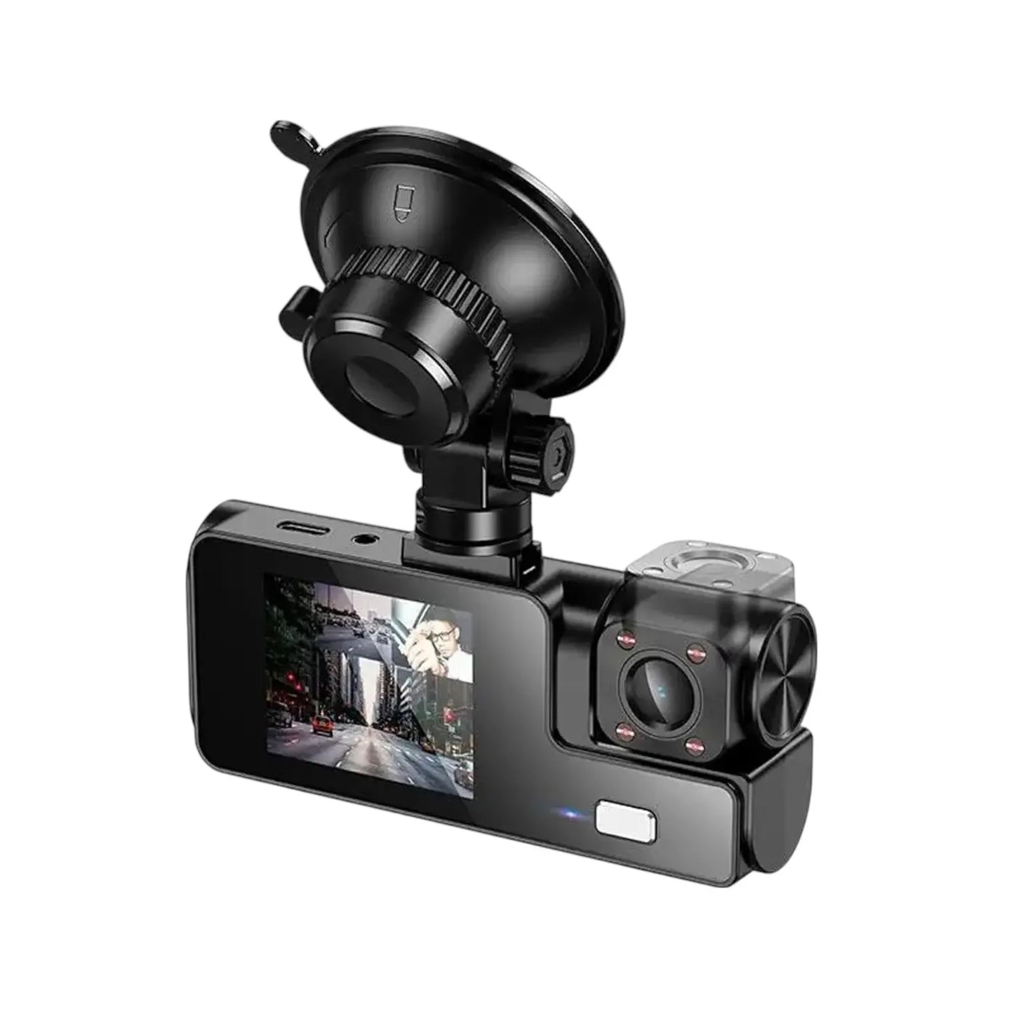 Hoco DI60 World Black Car Camera – Dash Cam with 3 Screens, Full HD, Parking