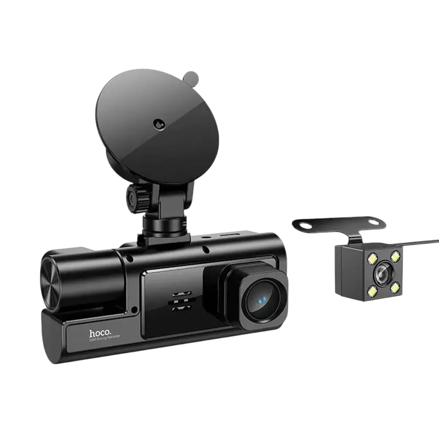 Hoco DI60 World Black Car Camera – Dash Cam with 3 Screens, Full HD, Parking
