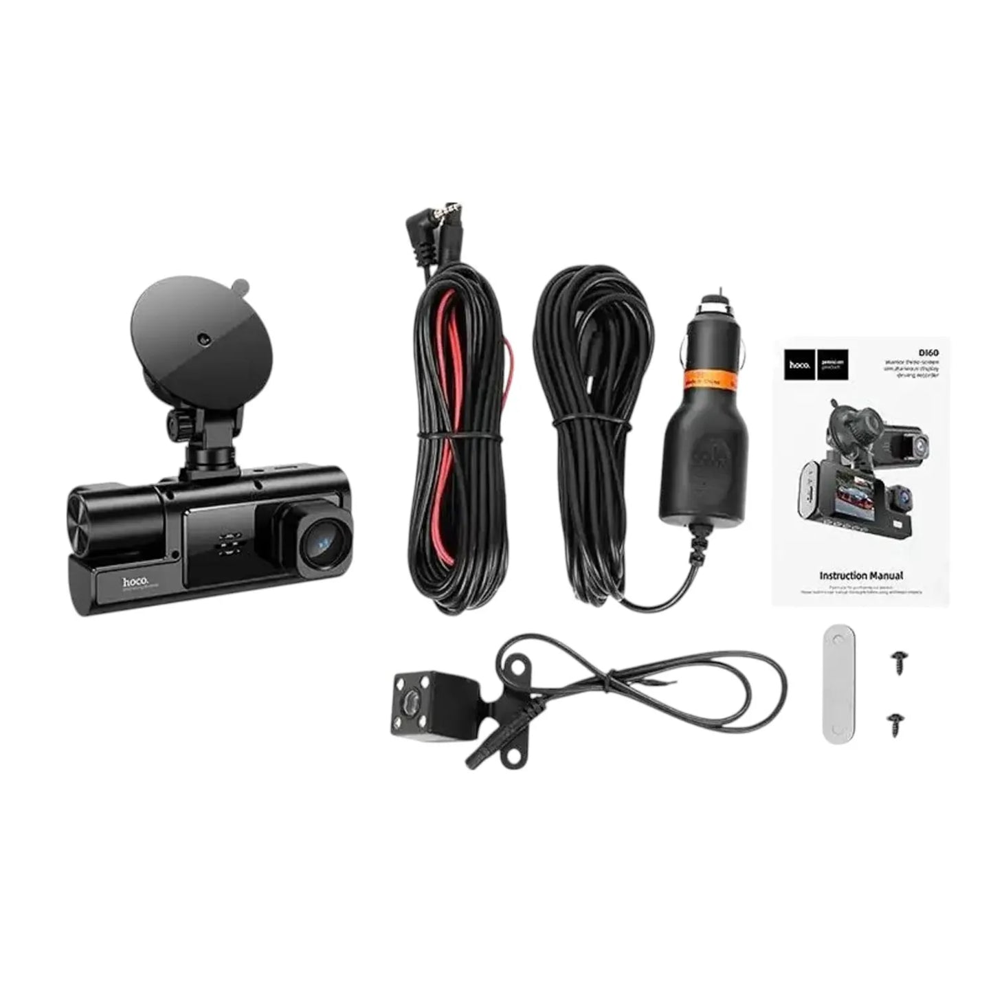 Hoco DI60 World Black Car Camera – Dash Cam with 3 Screens, Full HD, Parking