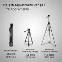Weifeng WT 3520 Camera DSLR Professional Portable Aluminum Alloy Tripod w/ 3-Way Panel Ball - Saif Al Najmi Kw