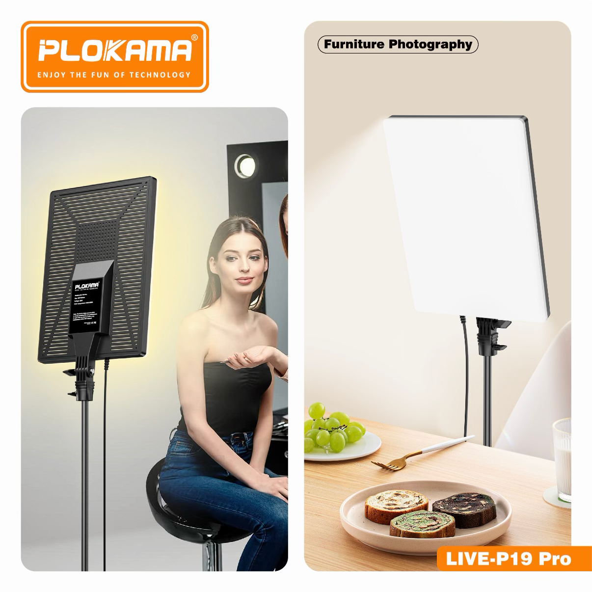 PLOKAMA LIVE P19 Pro 80W RGB LED Fill Light Studio Panel