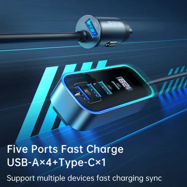 Mcdodo CC-1900 107W 4-Port USB + Type C Car Charger with Digital Display - Saif Al Najmi Kw