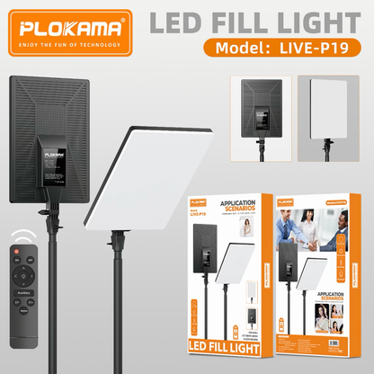 PLOKAMA LIVE P19 LED Fill Light Panel Soft Studio Video Light