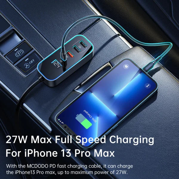 Mcdodo CC-1900 107W 4-Port USB + Type C Car Charger with Digital Display - Saif Al Najmi Kw