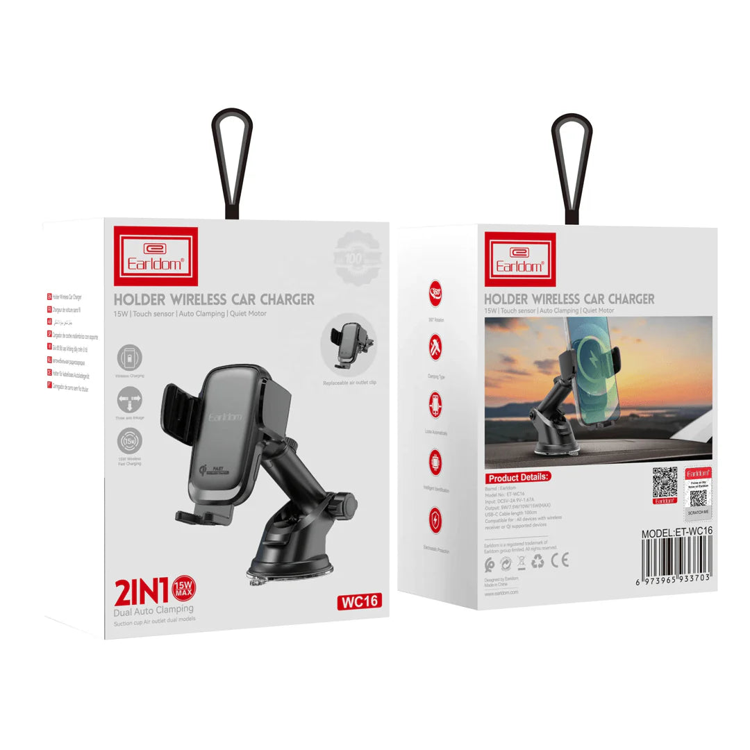Earldom WC16 15W Wireless Car Charger / Holder with Suction Cup - Saif Al Najmi Kw