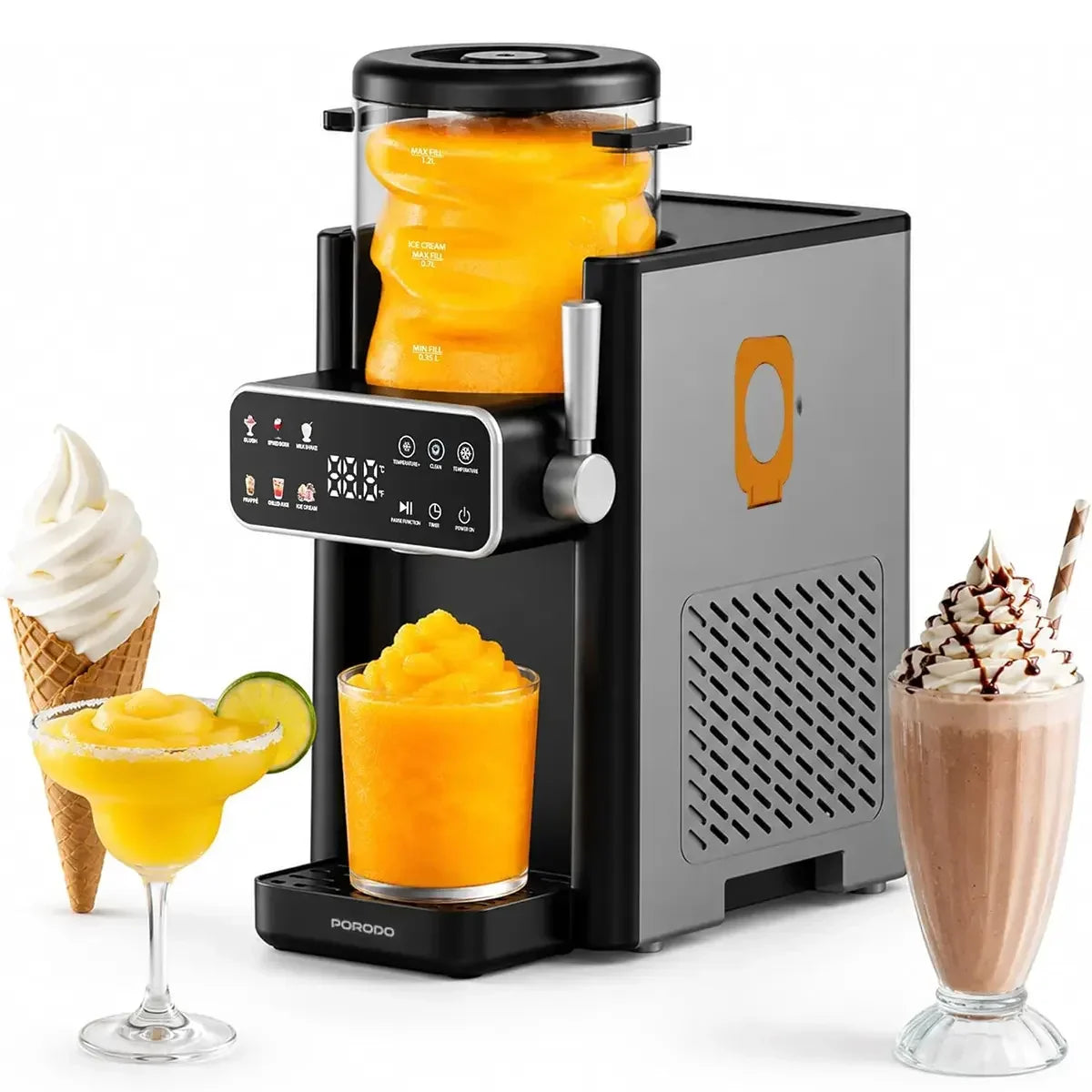 Porodo Frappé Ice Cream & Slushie Maker – 1.2L Dual Function