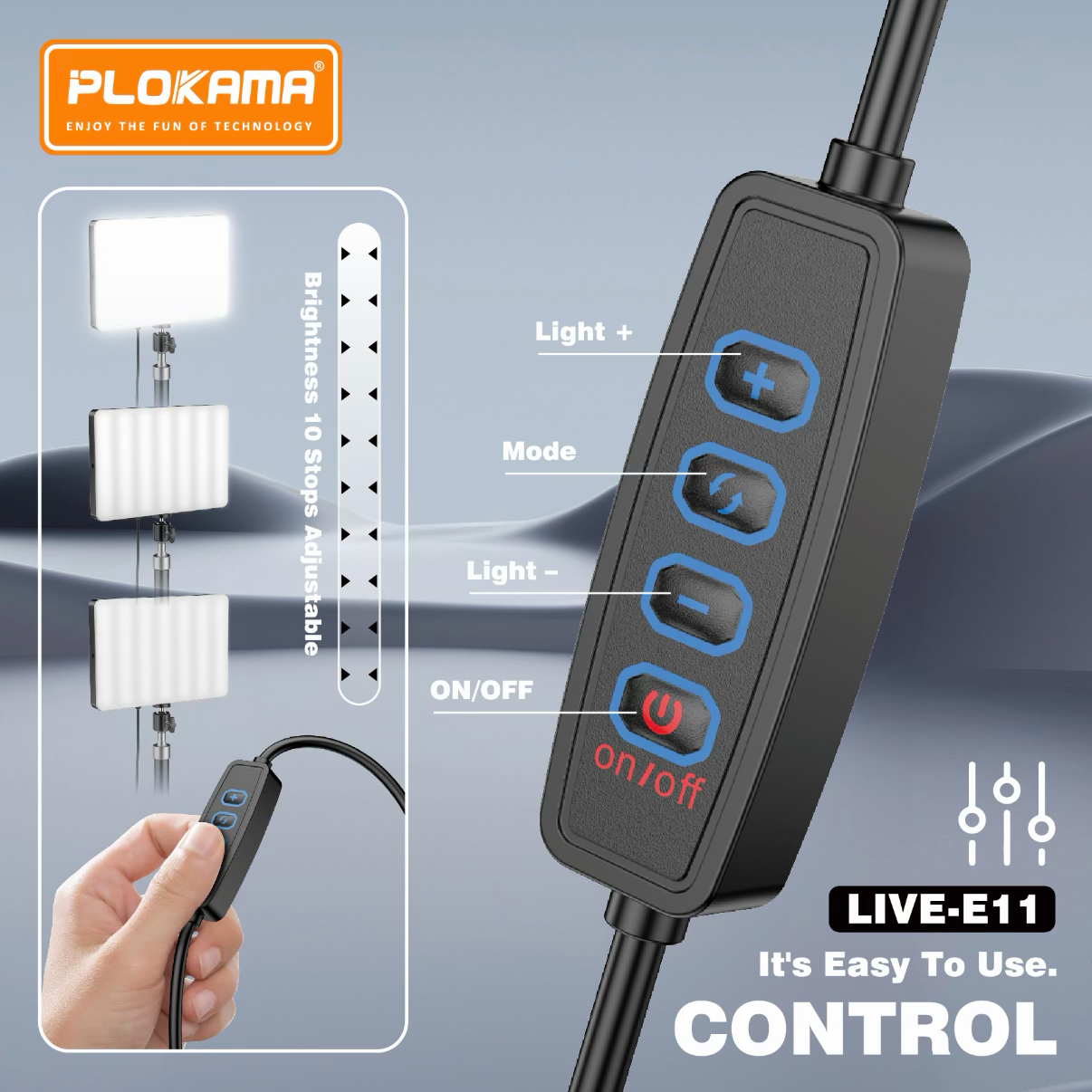 PLOKAMA LIVE-E11 10W LED Panel Light 2700-6500K Studio Light