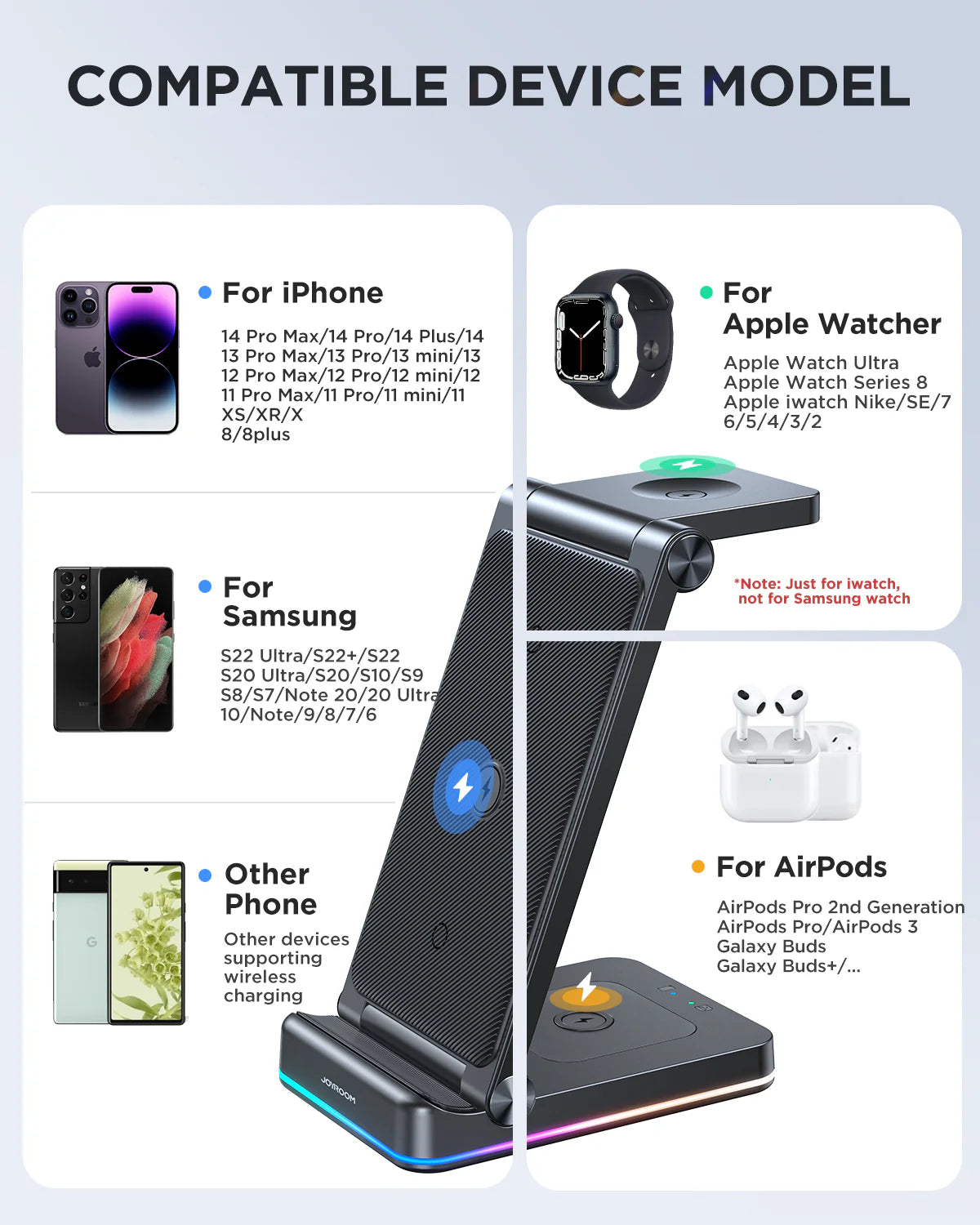 Joyroom JR-WQN01 3-in-1 Foldable Wireless Charging Station - Saif Al Najmi Kw