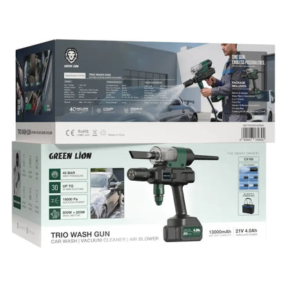 Green Lion Trio Wash Gun GNTRIOWSHGNBK – 3-in-1 Car Washer Vacuum Blower