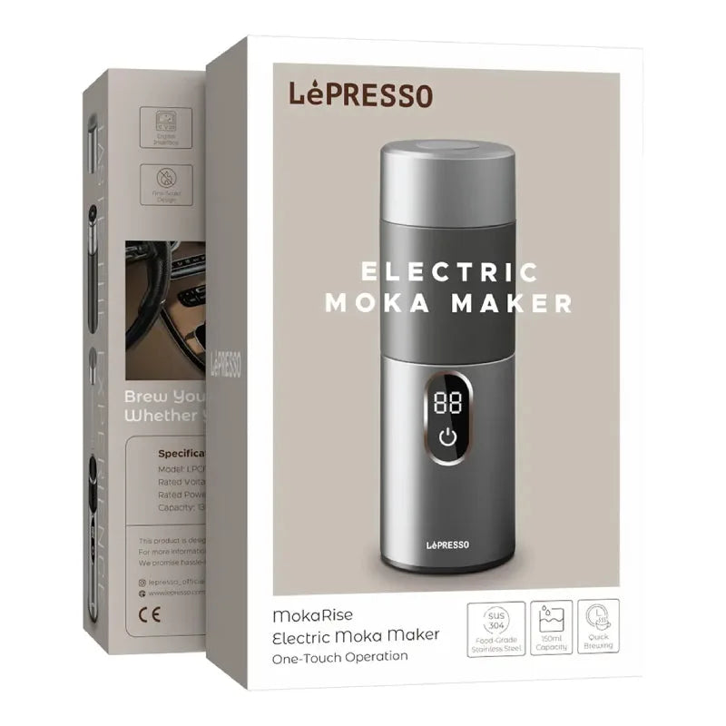 LePresso MokaRise Electric Moka Maker 150ml Silver