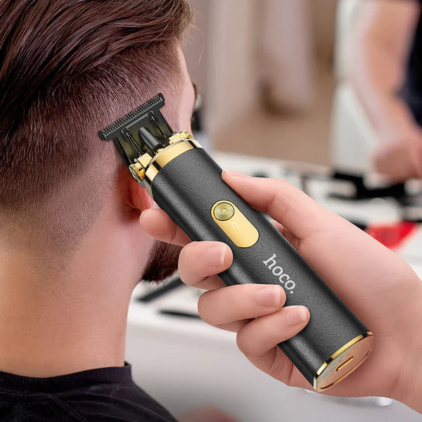 Hoco HP22 Retro Electric Hair Clipper – Black & Gold Precision Trimmer for Hair & Beard - Saif Al Najmi Kw