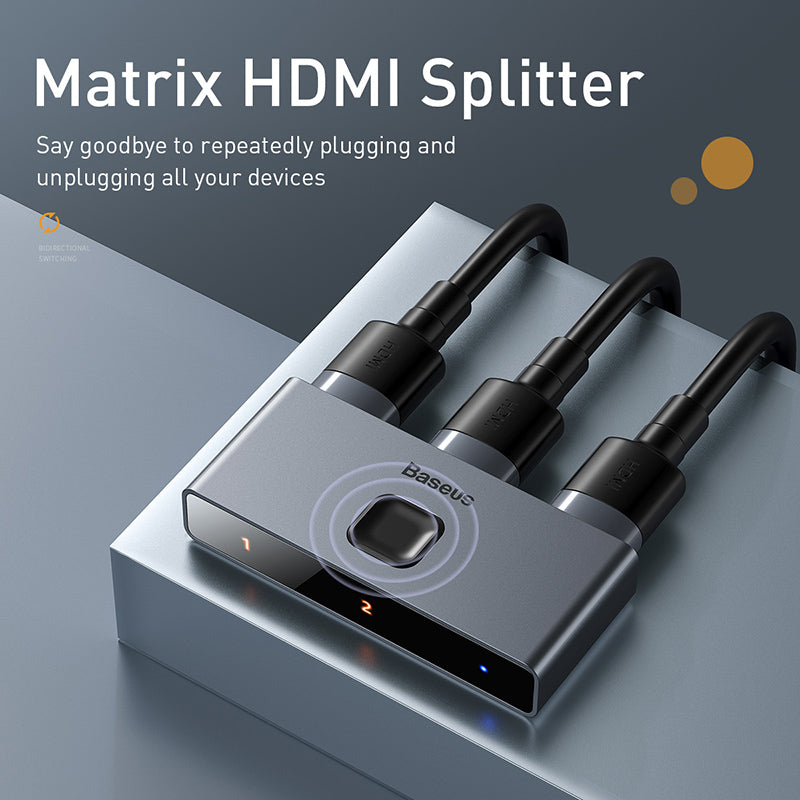 Baseus Matrix HDMI Switcher 4K HD 2-In-1 Convertor Multi Hub - Saif Al Najmi Kw