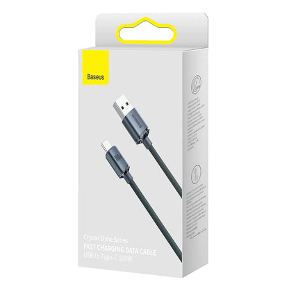 Baseus Crystal Shine Series cable USB cable for fast charging and data transfer USB Type A - USB Type C 100W 2m black (CAJY000501) - Saif Al Najmi Kw