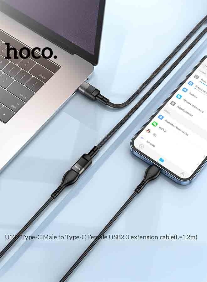 U107 Type-C Male to Type-C Female USB 2.0 Charger and Data Transfer (L=1.2m)