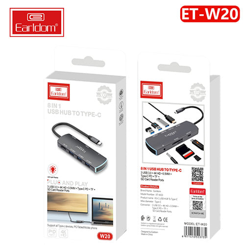 Earldom® 8 in 1 USB C Multi-Function Adapter W20 - Saif Al Najmi Kw