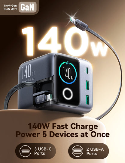 140W JOYROOM JR - TRD01 PODIX 5 - Port Desktop GaN Charger - Saif Al Najmi KwDesktop ChargersJOYROOMSaif Al Najmi Kw140W JOYROOM JR - TRD01 PODIX 5 - Port Desktop GaN Charger