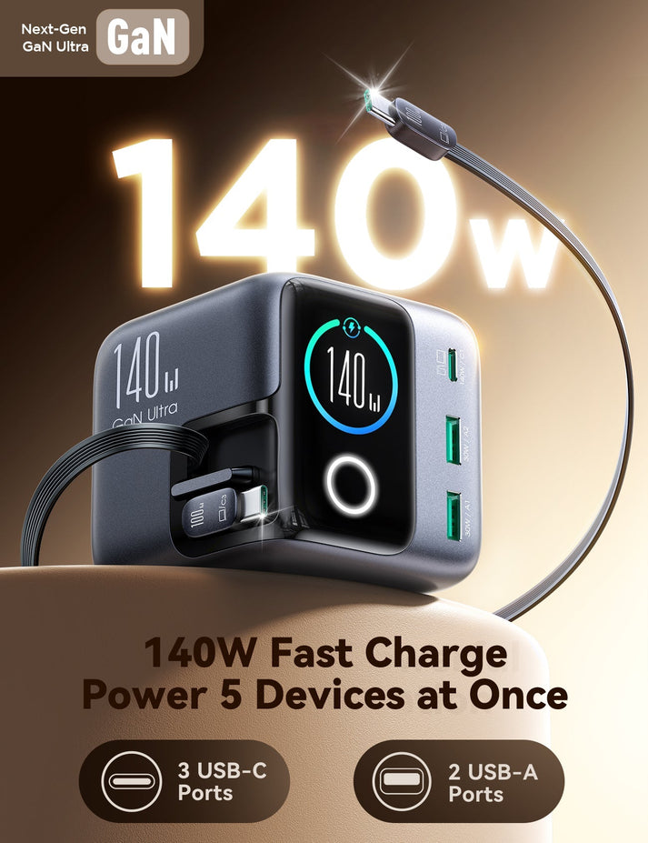 140W JOYROOM JR - TRD01 PODIX 5 - Port Desktop GaN Charger - Saif Al Najmi KwDesktop ChargersJOYROOMSaif Al Najmi Kw140W JOYROOM JR - TRD01 PODIX 5 - Port Desktop GaN Charger