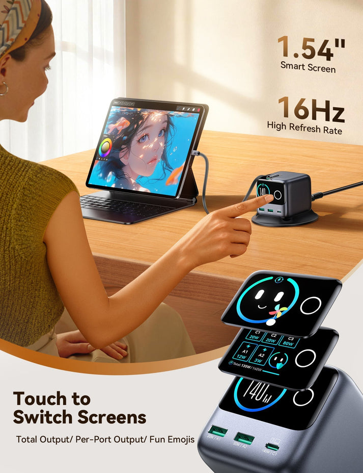 140W JOYROOM JR - TRD01 PODIX 5 - Port Desktop GaN Charger - Saif Al Najmi KwDesktop ChargersJOYROOMSaif Al Najmi Kw140W JOYROOM JR - TRD01 PODIX 5 - Port Desktop GaN Charger
