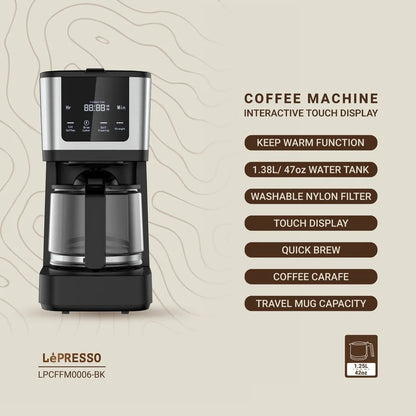 LePresso Rich Brew Coffee Machine Interactive Touch Display – Black