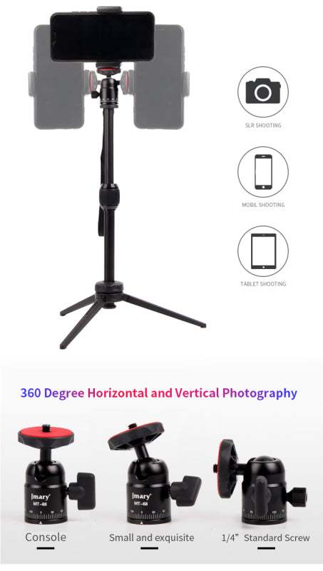Jmary MT-68 Aluminum Mini Tripod Stand for Phone & Camera