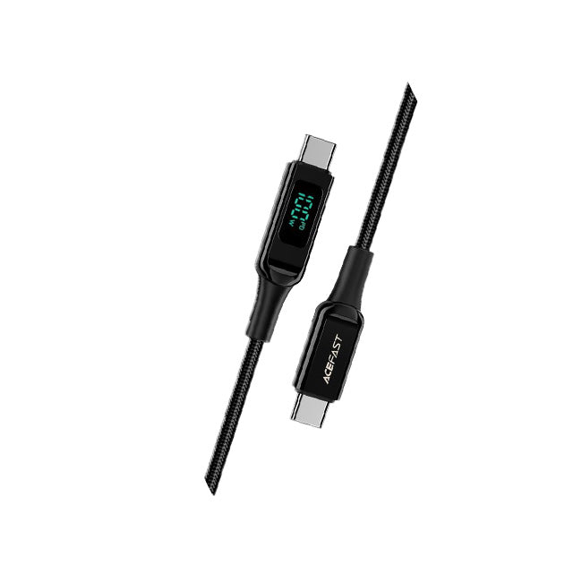 AceFast C6-03 USB-C to USB-C 100W zinc alloy digital display braided charging data cable - Saif Al Najmi Kw