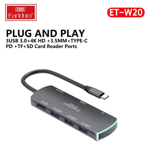 Earldom® 8 in 1 USB C Multi-Function Adapter W20 - Saif Al Najmi Kw