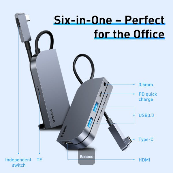 Baseus Bend Angle No.7 Multifunctional Type-C HUB Converter Upgrade Space Gray - Saif Al Najmi Kw